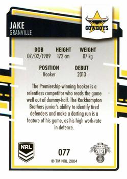 2021 NRL Elite #077 Jake Granville Back
